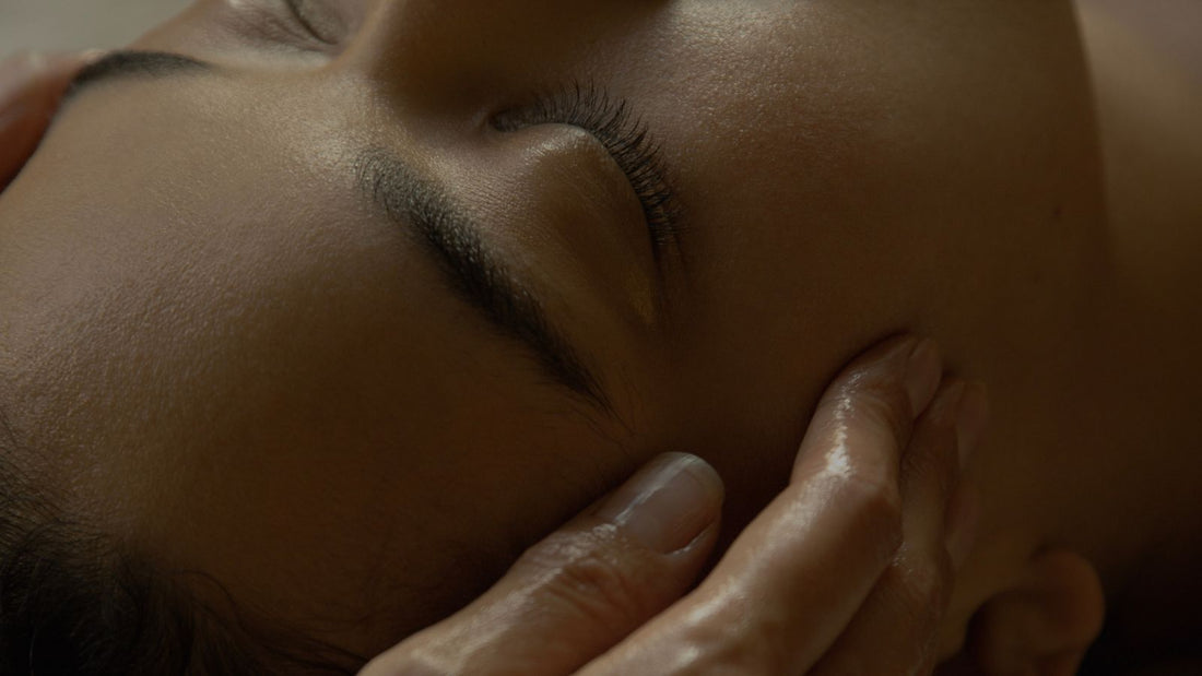 Woman having lymphatic facial 