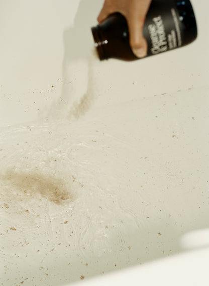 Cleanse and protect IM Frequency Medicine Bath salts being poured into bath tub 