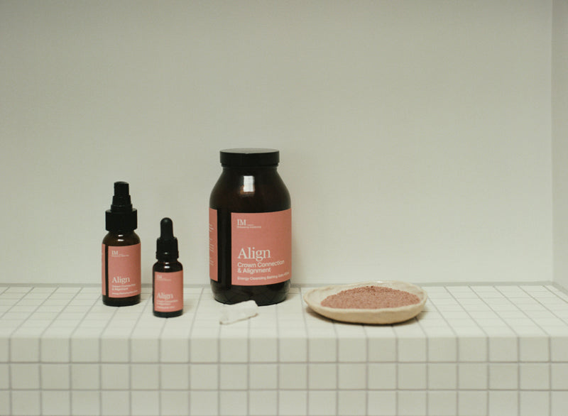 IM_Frequency Medicine Align Crown Chakra Activation and alignment elixir and bathsalts family pink labels 