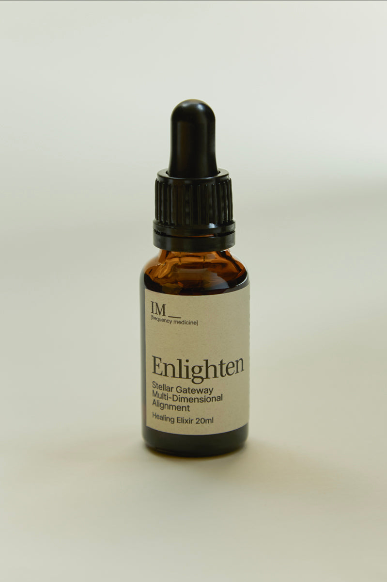 IM_Frequency_Medicine_enlighten_elixir_amber bottle with white label