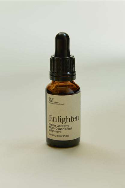 IM_Frequency_Medicine_enlighten_elixir_amber bottle with white label